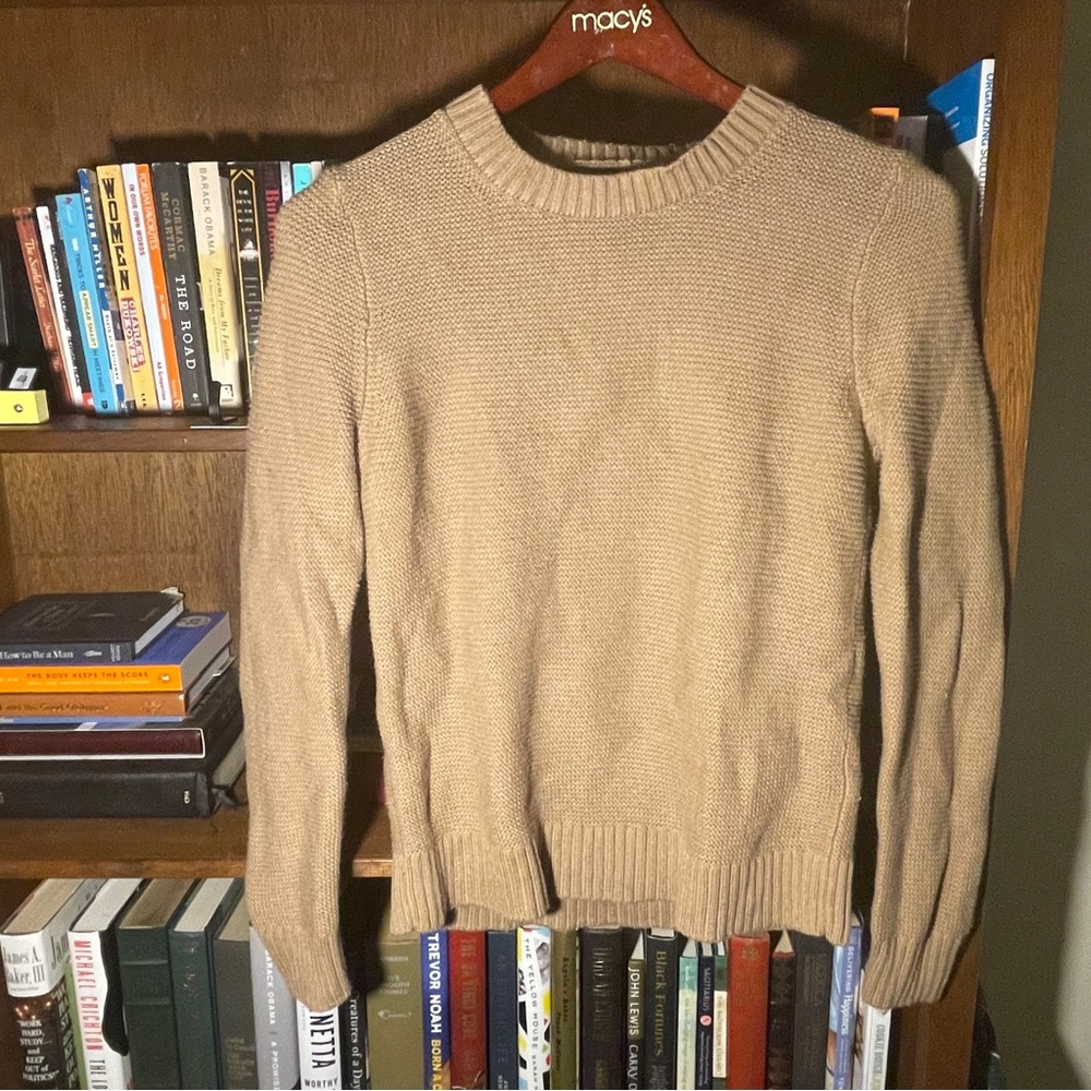 Tan heavy weave j crew sweater size sm